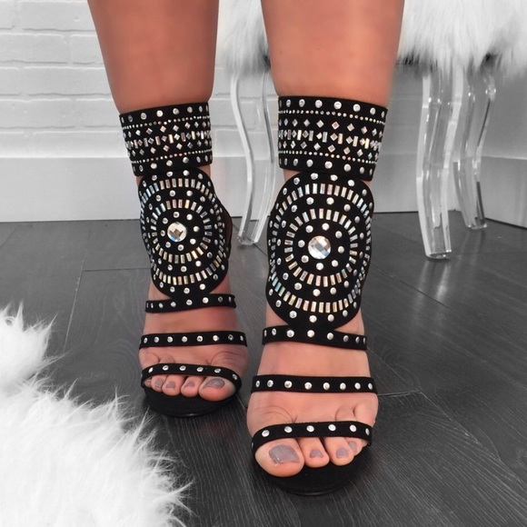cleopatra embellished stiletto heels